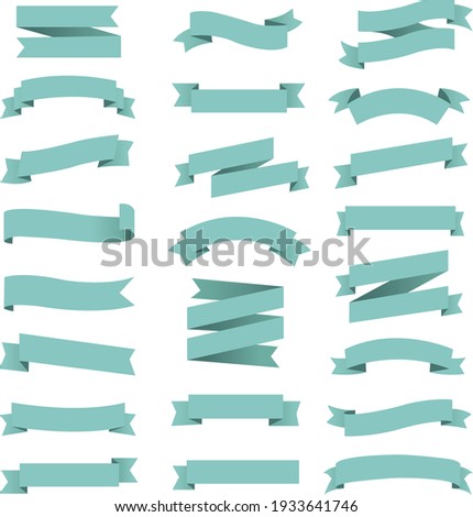 Mint Ribbon Big Set Isolated With Gradient Mesh, Vector Illustration