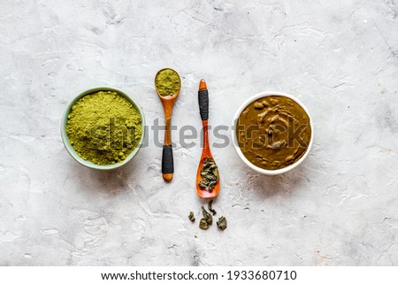 Herbal henna or mehandi powder for hair coloring or tattoo