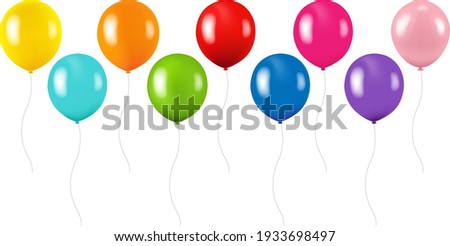Colorful Balloons With White Background With Gradient Mesh, Vector Illustration
