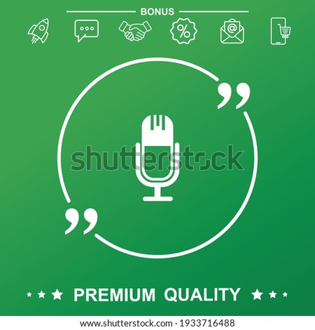 microphone icon isolated sign symbol vector - With quote symbol
