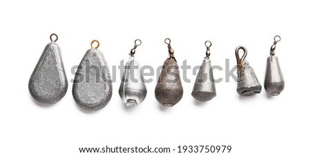 Fishing sinkers on white background Royalty-Free Stock Photo #1933750979
