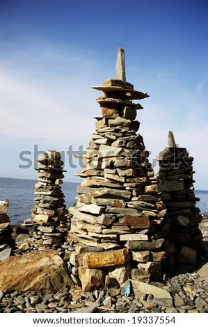 stack of a pebble stones on a beach