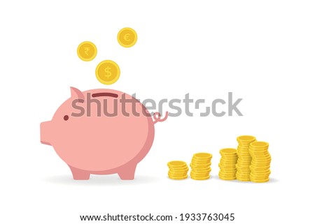 Piggy Bank and Coins - Investment Royalty-Free Stock Photo #1933763045