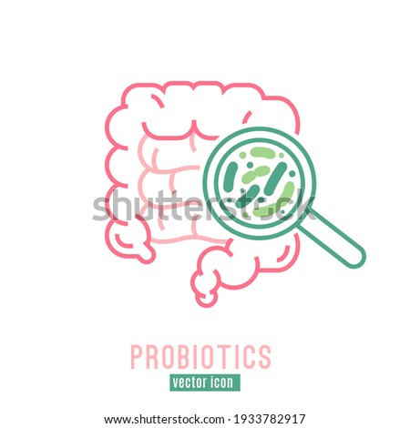 Lactobacillus Probiotics Icon. Normal gram-positive anaerobic microflora sign. Editable vector illustration in light pink, green colors. Modern style. Medical, healthcare and scientific concept. Royalty-Free Stock Photo #1933782917