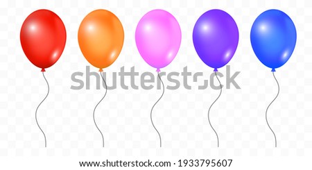 Decoration helium balloon set vector illustration on transparent background