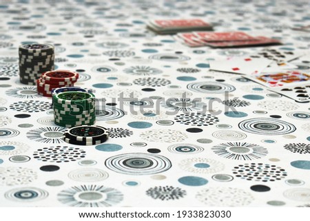 Playing token on the table during the poker game playing