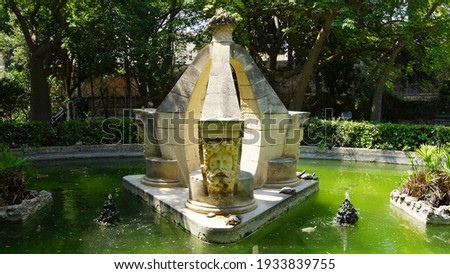 Turtles fountain in Saint Anthony's botanic garden (Il-Ġnien ta' Sant'Anton). Attard. Malta.