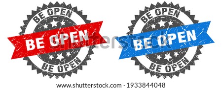 be open grunge stamp set. be open band sign