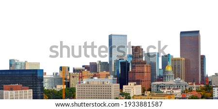Cityscape of Denver (Colorado, USA) isolated on white background