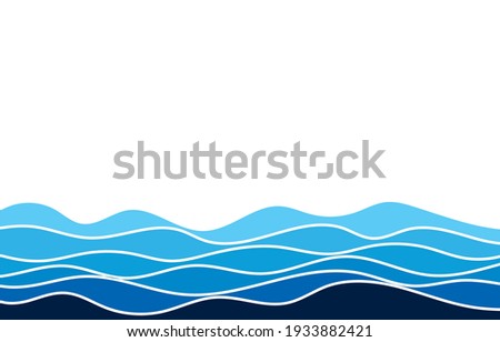 Fluid blue ocean wave layer abstract background vector illustration.