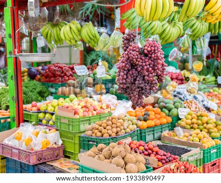 beautiful display of fruits at Paloquemao Market Square, Bogota, Colombia