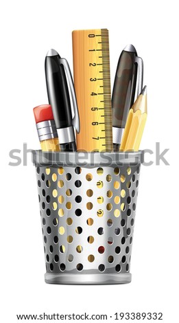 Box Full of Pencils Pens and Ruler