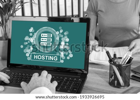 Laptop screen with hosting concept