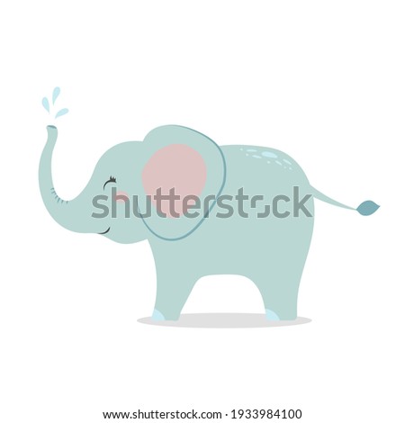 Cute elephant, vector children's illustration, in a flat style. For poster, greeting card and baby shower design.