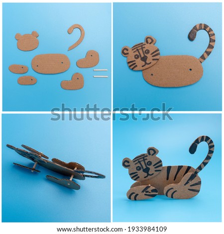 how to make a tiger, step by step instruction, DIY, year of the tiger craft, art project for kids, recycle concept