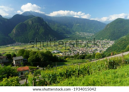 Panoramic view of the Valtellina valley, Sondrio province, Lombardy, Italy, from Ardenno