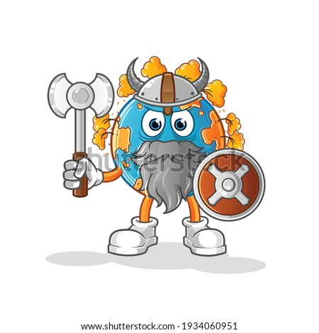 autumn earth viking with an ax illustration. character vector