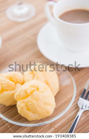 choux pastry and coffee