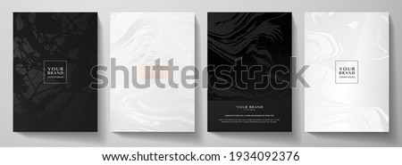 Modern black, white cover design set. Creative fashionable background with abstract marble pattern, crack. Luxury trendy vector collection for catalog, brochure template, magazine layout, booklet Royalty-Free Stock Photo #1934092376