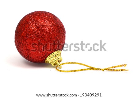 Red Decorating Ball Isolated on White Background. 