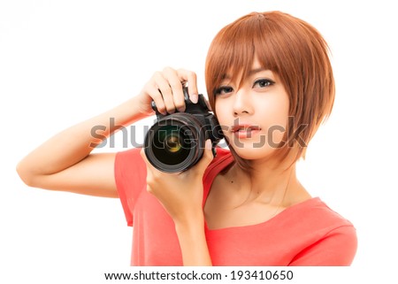 asian woman having fun with camera