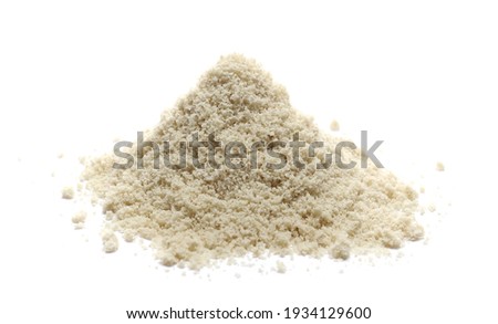 Pile sesame protein powder isolated on white background 