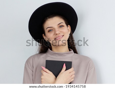 Photo of attractive business lady hold paper personal planner isolated white color background