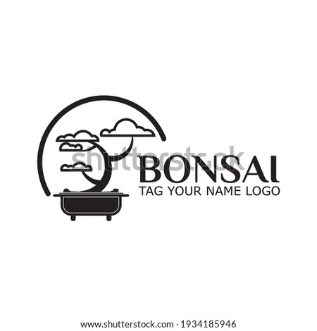 modern bonsai logo vector white and black