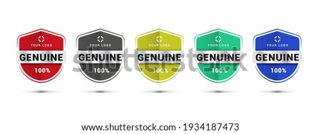 Genuine 100% original brand product vector logo, icon template design. Get used to Security, Certified, Guarantee, Warranty, Assurance, etc. Vector illustration design template. Royalty-Free Stock Photo #1934187473