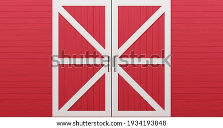 red wooden barn door front side background horizontal vector illustration Royalty-Free Stock Photo #1934193848