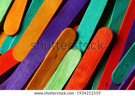 Close up of colorful popsicle sticks