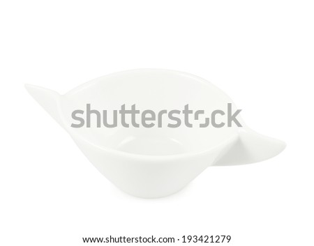 White ceramic sauce boat vessel isolated over the white background