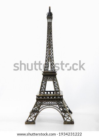 Eiffel tower isolated on white background. France, Paris landmark symbol. Creative minimal design art. 3d illustration.