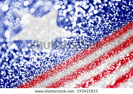Patriotic American Flag with stars and stripes and red white and blue glitter sparkle background for 4th of July sale, Memorial, Labor, Independence, Presidents and Veteran's Day, and elections