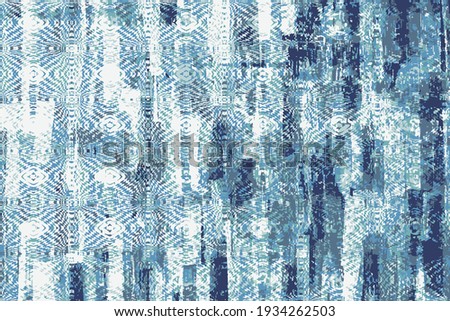 Blue Grunge Geometric textured pattern. Dirty with stains. Abstract modern Geometric background.