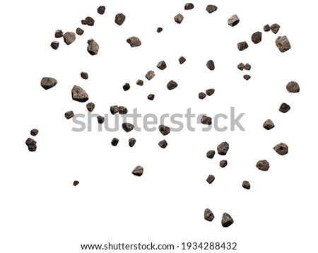 Falling rocks isolated on white background.3d rendering illustration. Royalty-Free Stock Photo #1934288432