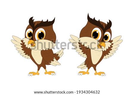 cute owl animal cartoon, simple vector illustration