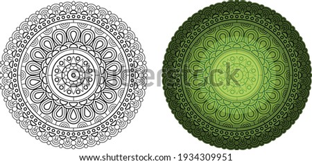 Geometric mandala. Round pattern for coloring book. Templates for card, banners, invite.