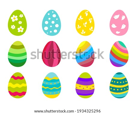 Set of brights easter eggs. For greeting cards, posters, invitations, digital projects (web sites, posts in social media, presentations, phone and tablet custom wallpapers, stickers in messengers)