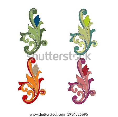 COLORFUL DECORATIVE FLOWERS IN CLASSIC STYLE WITH ANTIQUE FRIEZES
