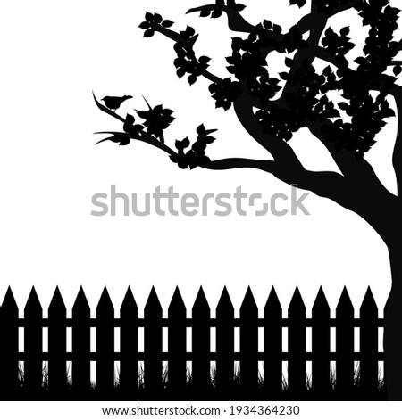 Silhouette of tree and fence