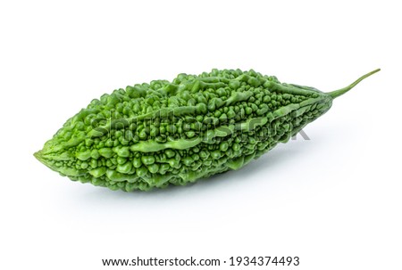 Bitter gourd or bitter melon (Momordica Charantia) isolated on white background. Clipping path. Royalty-Free Stock Photo #1934374493