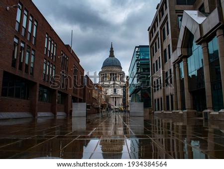 Dramatic view of St Pauls Cathedral in Central London, England