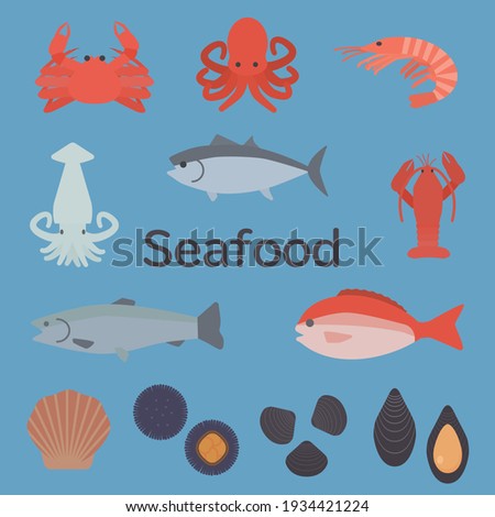 Clip art of simple and cute seafood