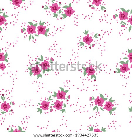 seamless vintage pattern . white background. pink flowers. vector texture. elegant print for textiles and wallpaper.