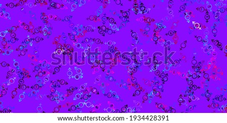 Light Blue, Red vector texture with women's rights symbols. Simple design in abstract style with women’s rights activism. Background for International Women’s Day.