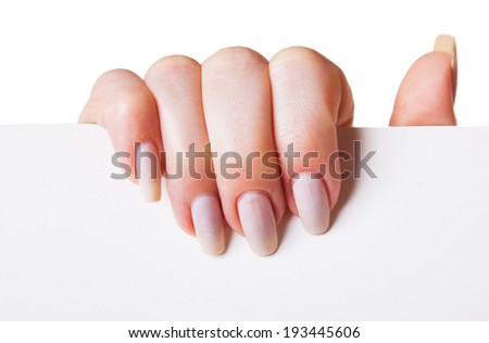 hand holding a sign isolated white background