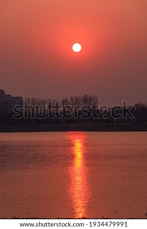 sunset golden colorful Beijing sun