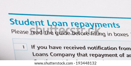 Student loan repayments on a tax form Royalty-Free Stock Photo #193448132