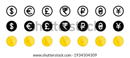 Currency vector icons. World money symbols collection. Currency icons, isolated. Vector illustration